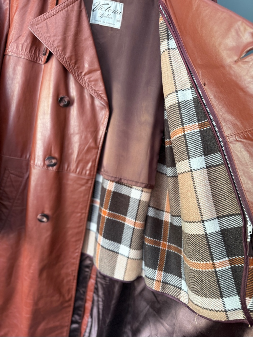 Women’s Brown Leather Trench Coat - Picture 5 of 7